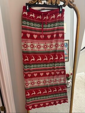 Festive Red & Green Holiday Maxi Skirt